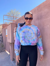 Load image into Gallery viewer, Pot of gold Rainbow tie dyed cropped crewneck
